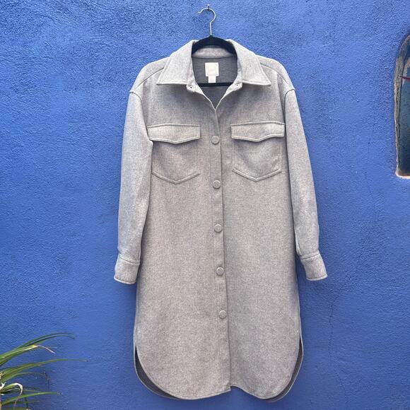 h&m gray felted chore jacket shirt dress - Picture 1 of 5